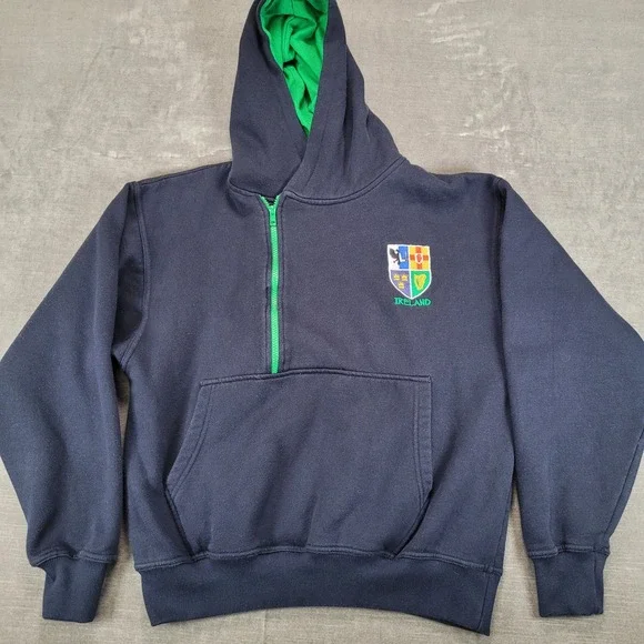 Live For Rugby Ireland Hoodie Navy Blue Quarter Zip Pullover Mens Small - Picture 2 of 6